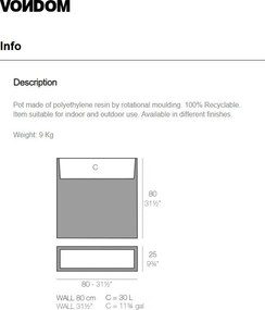 Jardiniera / Ghiveci plante design decorativ modern exterior / interior WALL 80x25x80cm