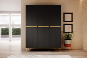 Dulap Nicole 150 cm - negru mat / picioare aurii