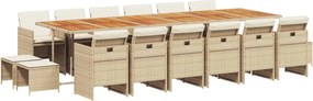 vidaXL Set mobilier de grădină cu perne, 17 piese, bej, poliratan