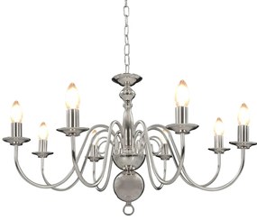 vidaXL Candelabru, argintiu, 8 becuri E14