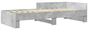 849596 vidaXL Cadru de pat, gri beton, 75x190 cm, lemn prelucrat