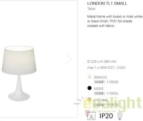 Veioza, lampa de masa moderna LONDON TL1 SMALL NERO 110554