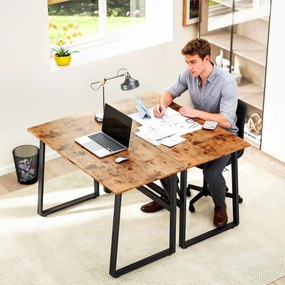 HOMCOM Birou pentru Computer, 120x60x76 cm Birou Lungu cu Colțuri Rotunjite și Structură din Oțel, Masă PC Industrială, pentru Casă, Studiu, Dormitor, Birou, Maro Rustic | Aosom Romania