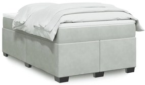 vidaXL Pat box spring cu saltea, gri deschis, 120x190 cm, catifea