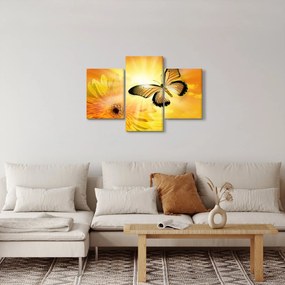 Tablou - Fluture galben cu flori (90x60 cm)