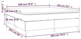 Pat box spring cu saltea, gri deschis, 180x200 cm, catifea Gri deschis, 35 cm, 180 x 200 cm