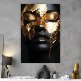 DUBLEZ | Tablou negru cu auriu - Portret modern