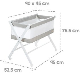 Pătuț leagăn alb cu roți pliabil 90x45 cm – Roba