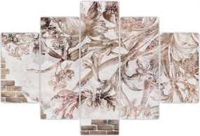 Tablou - Frescă florală pe un perete de cărămidă (150x105 cm)