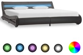 285743 vidaXL Cadru de pat cu LED, gri, 180 x 200 cm, piele artificială