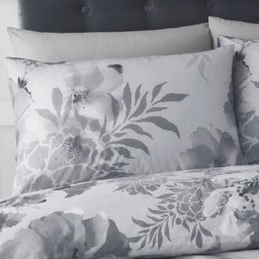 Lenjerie de pat Catherine Lansfield Dramatic Floral, 135 x 200 cm, gri