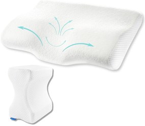 Set perna cu suport cervical din spuma cu memorie pentru copii 10-16 ani, perna pentru genunchi Suporto®️ 50x30, cu perforatii