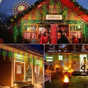 Instalatie de Craciun, franjuri cu flash, cu led tip turturi, fir gros, exterior, multicolor, 23,5 m