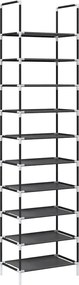 vidaXL Suport pantofi 10 niveluri negru 44x28x180 cm țesătură nețesă