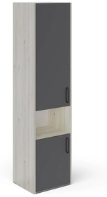 Dulap Malmo, 2 Usi, cu spatiu, Stejar Alb/Antracit, 50 x 42 x 200 cm