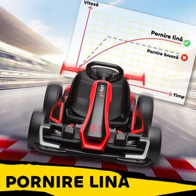 HOMCOM Go-Kart Electric pentru Copii cu Scaun Reglabil, 2 Motoare, Claxon, Lumini și Muzică, 120x76x53.5 cm, Roșu | Aosom Romania