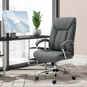 Vinsetto Scaun de birou cu funcție de balans, scaun ergonomic cu brațe capitonate, suport pentru cap ajustabil, scaun de birou rotativ cu spătar din nailon Gri 65 x 78 x 110-118 cm | Aosom Romania