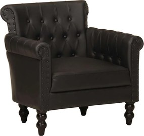 vidaXL Fotoliu, negru, piele naturală de capră