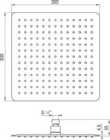 Dispersor fix - patrat negru anticalcar 30*30 cm NAC_209K
