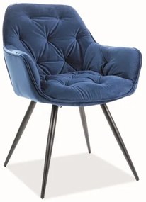 Scaun de bucaterie Cherry Velvet, albastru/negru