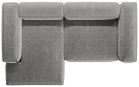 Colțar gri deschis cu tapițerie din catifea reiată (cu colț pe partea stângă/cu șezlong) Bergamo – Cosmopolitan Design