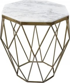 Masuta laterala design minimalist Diamond 50cm, marmura alba