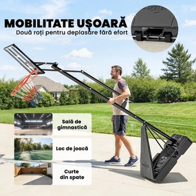 SPORTNOW Coș de Baschet Portabil pentru Exterior, Reglabil 2,45-3,05 m, Panou Rezistent la Șocuri, Reglare cu Manivelă | Aosom Romania