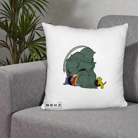 Perna Personalizata Fullmetal Alchemist Alphonse cu Pisici, 40x40 cm, Alb Pufos, Husa Detasabila, Perna Inclusa, BEKZ®
