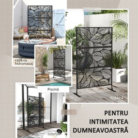 Outsunny Paravan pentru exterior cu suport si suruburi de expansiune, Separator din metal 6,5FT pentru exterior
