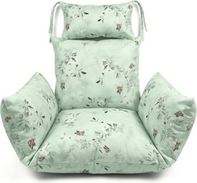 Scaun suspendat alb KOKON fara suport, perna verde deschis cu model