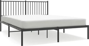 vidaXL Cadru de pat metalic cu tăblie, negru, 160x200 cm