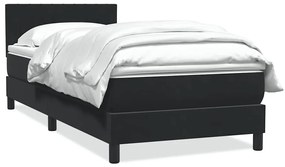 vidaXL Pat box spring cu saltea, negru, 80x220 cm, catifea