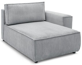 Modul pentru canapea gri deschis cu tapițerie din catifea reiată (cu colț pe partea dreaptă) Nihad modular – Bobochic Paris