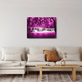 Tablou pe sticlă - Cascadă, violet (70x50 cm)