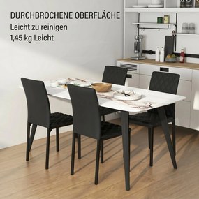 HOMCOM Set de 4 Scaune din Piele Ecologică cu Cusături Romboidale și Picioare din Oțel, 41x50x91 cm, Negru | Aosom Romania