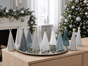 Brad luminos din sticla TWINKLE cu iluminare LED 22 cm, nuante de gri