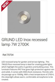 Spot LED incastrabil de exterior pavaj GRUND 7W inox