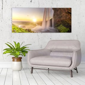 Tablou - Seljalandsfoss din spatele peșterii (120x50 cm)