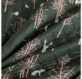 Cuvertura de pat cu model OAK DEER, verde inchis Dimensiune: 170 x 210 cm