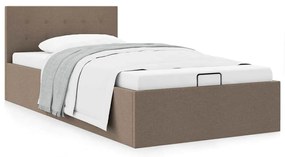 vidaXL Cadru pat hidraulic cu depozitare, gri taupe, 90x200 cm, textil