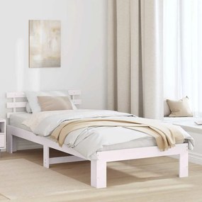 vidaXL Cadru de Pat Alb din Lemn Alb Lemn 75 x 190 cm Simplu