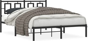 vidaXL Cadru de pat metalic cu tăblie, negru, 135x190 cm