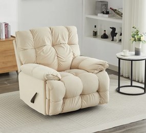 Fotoliu Recliner, suport picioare extensibil, rotativ, textil, Alb