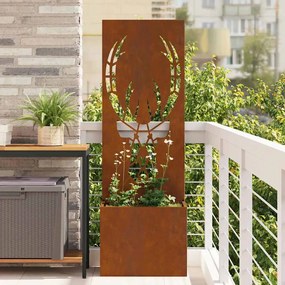 vidaXL Ghiveci de Grădină cu Panou Decorativ Ruginit 50 x 140 cm
