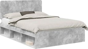 vidaXL Cadru de pat Gri Concret 150 x 200 cm Lemn de pin masiv
