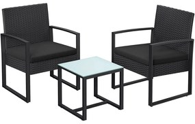 set mobilier de gradina, 53 x 76 x 57,5 cm, negru