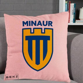 Perna Personalizata Minaur Baia Mare Fotbal, 40x40 cm, Roz, Husa Detasabila, Perna Inclusa, BEKZ®