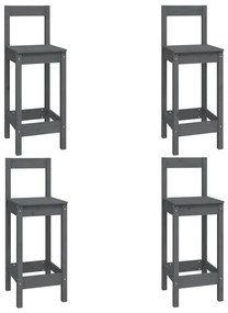 Set mobilier de bar, 5 piese, gri, lemn masiv de pin