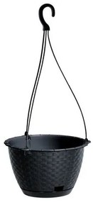 Ghiveci decorativ cu lant, Prosperplast, Ratolla, rotund, antracit, 24.3x16 cm