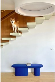 Bancă albastră capitonată cu tapițerie din lână Rull – noo.ma